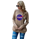 vintage NASA Gift Shirt Femmes NASA Space Blouse graphique à manches longues avec poches