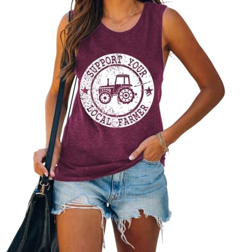 Women Support Your Local Farmer Tank Funny Farm Shirt