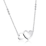 Collier de mode Double coeur d'amour en acier inoxydable plaqué or Rose collier de clavicule pour les femmes