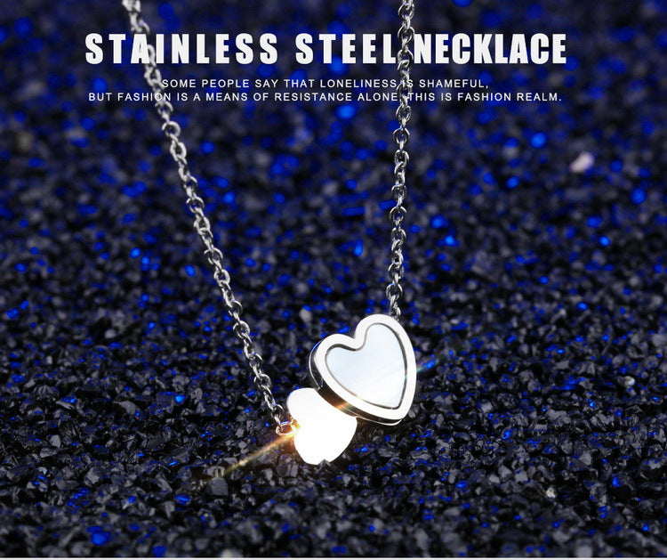 Collier de mode Double coeur d'amour en acier inoxydable plaqué or Rose collier de clavicule pour les femmes