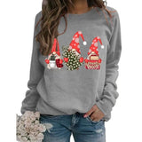 Sweat-shirt à manches longues pour femmes, Gnomes de noël, chemise d'arbre de noël