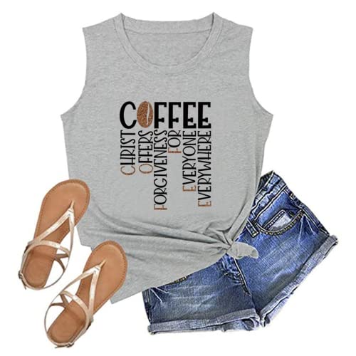 Women Coffee Religious Tank Tops Christ Offers Forgiveness for Everyone Everywhere Shirt