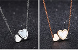 Collier de mode Double coeur d'amour en acier inoxydable plaqué or Rose collier de clavicule pour les femmes