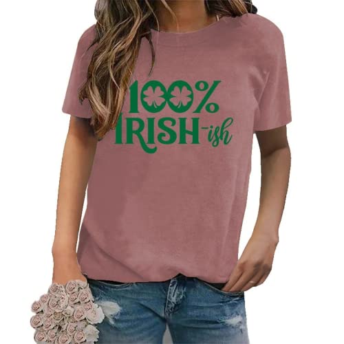 St Patrick Day Tees Women 100% Irish-ish Shamrock T-Shirt