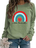 Valentines Rainbow Love Sweatshirt Women Love Heart Tee Tops