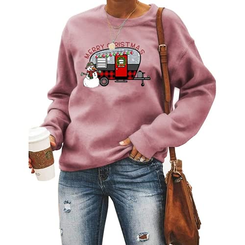 Camper chemise de noël femmes joyeux noël Buffalo Plaid léopard Camper bonhomme de neige sweat