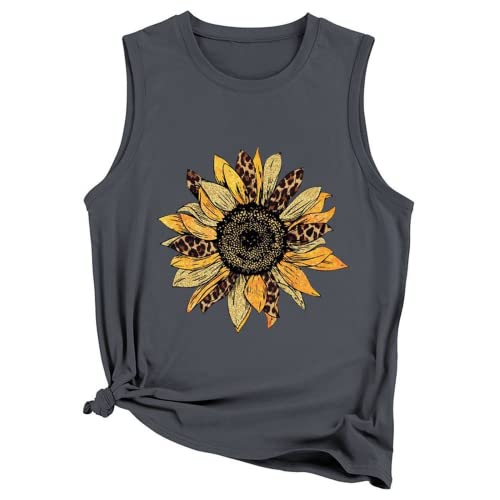 Débardeur tournesol pour femmes, t-shirt d'été décontracté sans manches