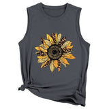Débardeur tournesol pour femmes, t-shirt d'été décontracté sans manches