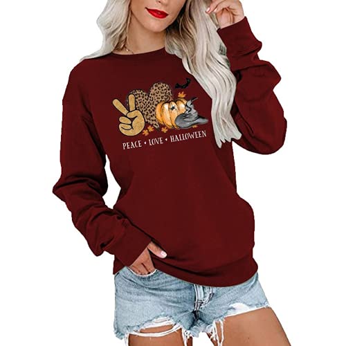 Women Peace Love Halloween Shirt Halloween Party Sweatshirt