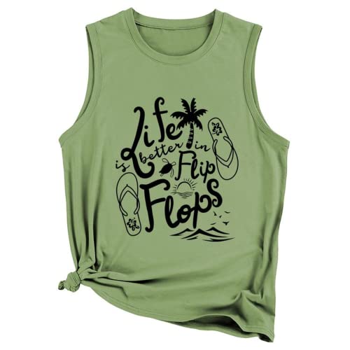 Débardeur d'été pour femmes, la vie est meilleure avec des tongs, chemise sans manches