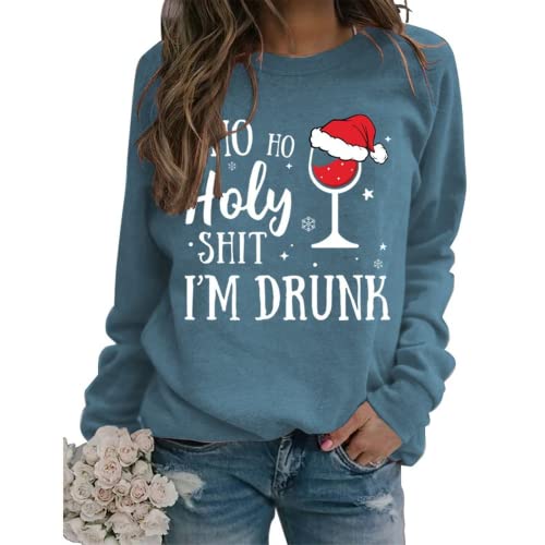 Sweat-shirt de Noël pour femme, Ho Ho Holy Shit, je suis ivre
