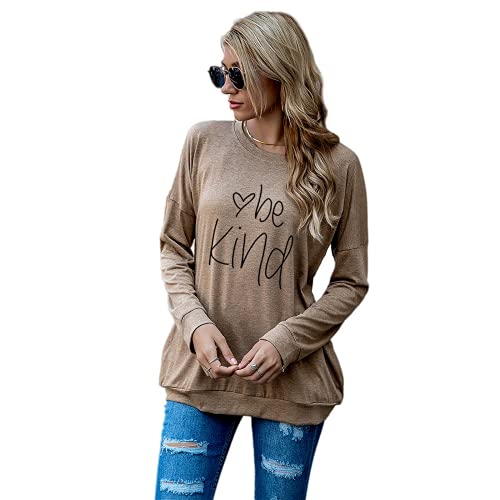 Chemise cadeau Be Kind Heart pour femme, manches longues, chemisier tendance avec poches