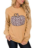 Sweat-shirt citrouille léopard à manches longues pour femmes, chemise citrouille d'halloween