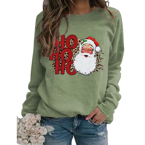 Damen Vintage Weihnachtsmann Sweatshirt Ho Ho Ho Frohe Weihnachten Shirt