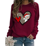 Sweat-shirt à carreaux Buffalo pour femmes, motif cœur d'amour, père noël, graphique de noël