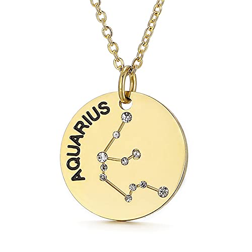 Collier pendentif Constellation plaqué or, horoscope, signe du zodiaque, breloques, pièces de monnaie réglables