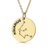 Collier pendentif Constellation plaqué or, horoscope, signe du zodiaque, breloques, pièces de monnaie réglables