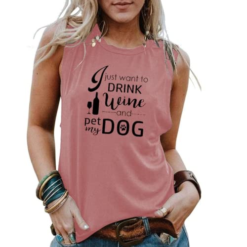 Boire chien maman débardeurs femmes je veux juste boire du vin et animal de compagnie avec ma chemise de chien