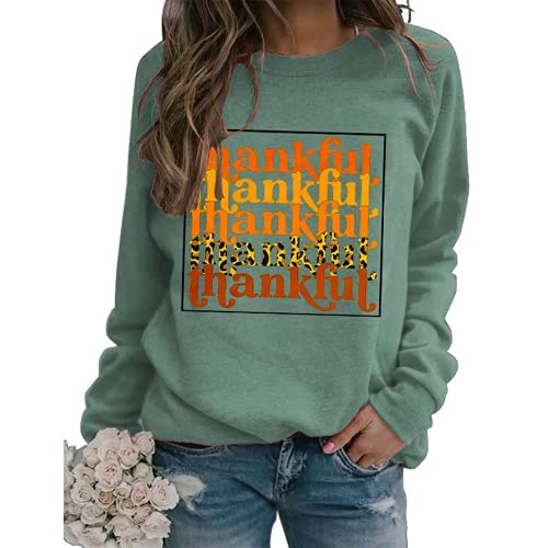 Sweat-shirt de remerciement pour femmes, manches longues, imprimé léopard, chemise de Thanksgiving graphique