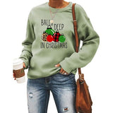 Sweat-shirt de Noël pour femmes, boules profondes, vêtements de noël amusants