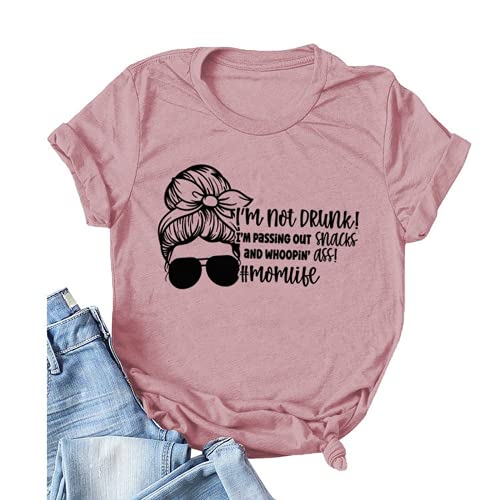 T-shirt Momlife pour femmes, je ne suis pas ivre, je distribue des collations et une chemise graphique