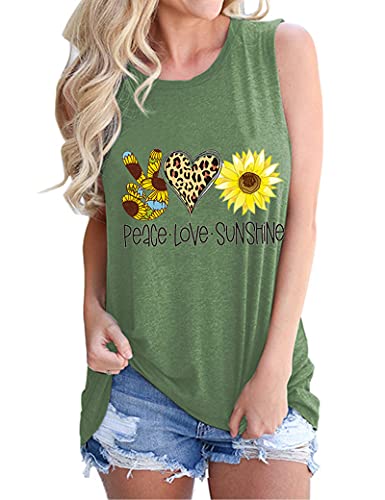Femmes Peace Love Tournesols Débardeurs Sunshine Shirt