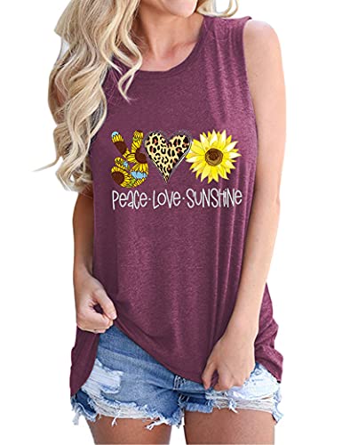 Femmes Peace Love Tournesols Débardeurs Sunshine Shirt