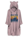 Women Pew-Pew Madafakas Hoodies Funny Pew-Pew Cat Shirt with Cat Ears and Pockets