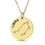 Collier pendentif Constellation plaqué or, horoscope, signe du zodiaque, breloques, pièces de monnaie réglables