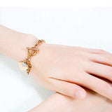 Womens Stainless Steel Link Chains Heart Charms Bracelets for Teen Age Girl Toggle Clasp Closure