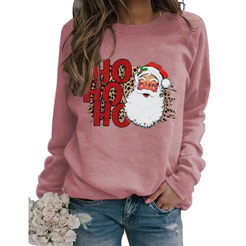 Damen Vintage Weihnachtsmann Sweatshirt Ho Ho Ho Frohe Weihnachten Shirt
