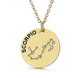Collier pendentif Constellation plaqué or, horoscope, signe du zodiaque, breloques, pièces de monnaie réglables