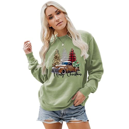 Sweat-shirt joyeux noël pour femmes, chemise de voiture, arbre de noël