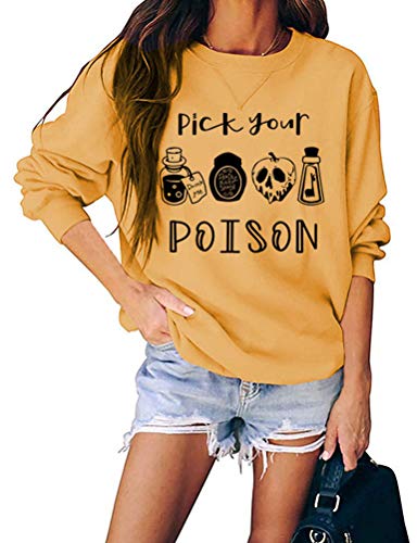 Sweat-shirt à manches longues pour femmes, choisissez votre poison, sweat-shirt d'Halloween