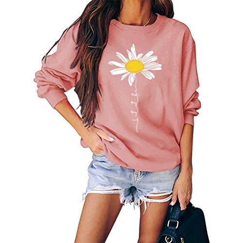 Women Daisy Graphic Sweatshirt Casual Loose Long Sleeve Fashion Tops