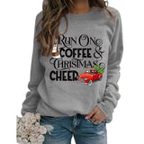 Sweat-shirt à café de joie de Noël pour femmes, je cours sur le café et la chemise de joie de Noël