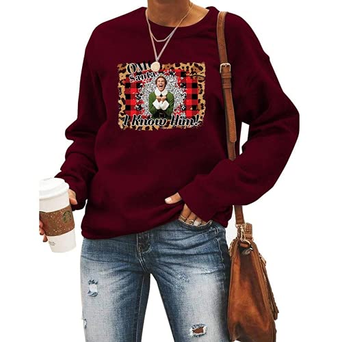 Women OMG Santa I Know Him Christmas Sweatshirt Funny Christmas Shirt
