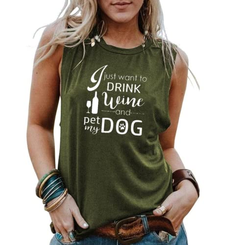 Boire chien maman débardeurs femmes je veux juste boire du vin et animal de compagnie avec ma chemise de chien