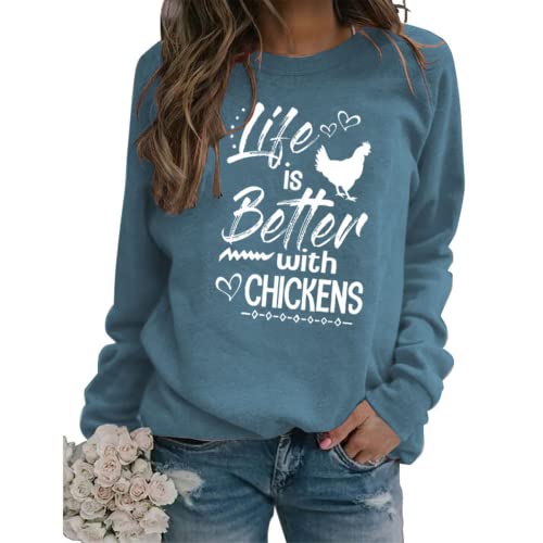 Sweat-shirt pour femmes, amoureux du poulet, la vie est meilleure avec des poulets