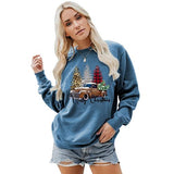 Sweat-shirt joyeux noël pour femmes, chemise de voiture, arbre de noël