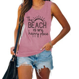 The Beach is My Happy Place Chemise sans manches pour femme Débardeur de plage d'été