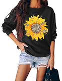 Sweat-shirt léopard tournesol à manches longues pour femmes, chemise léopard florale
