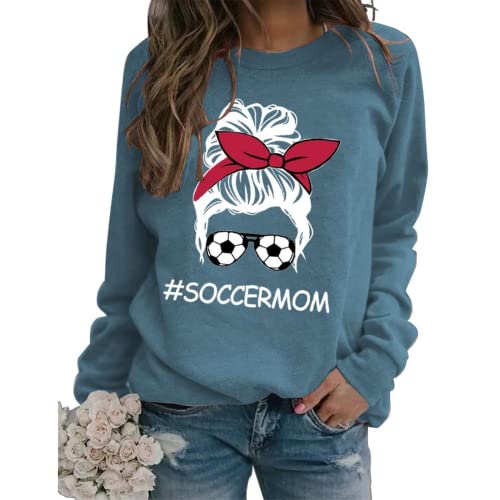 Sweat-shirt graphique de football pour femmes, chemise de Soccermom