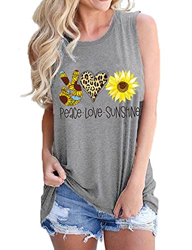 Femmes Peace Love Tournesols Débardeurs Sunshine Shirt
