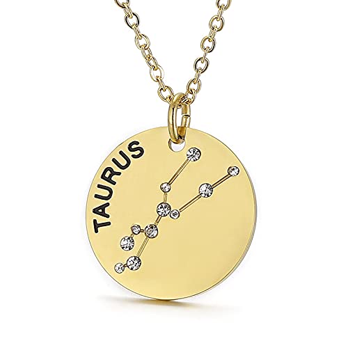 Collier pendentif Constellation plaqué or, horoscope, signe du zodiaque, breloques, pièces de monnaie réglables