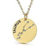 Collier pendentif Constellation plaqué or, horoscope, signe du zodiaque, breloques, pièces de monnaie réglables