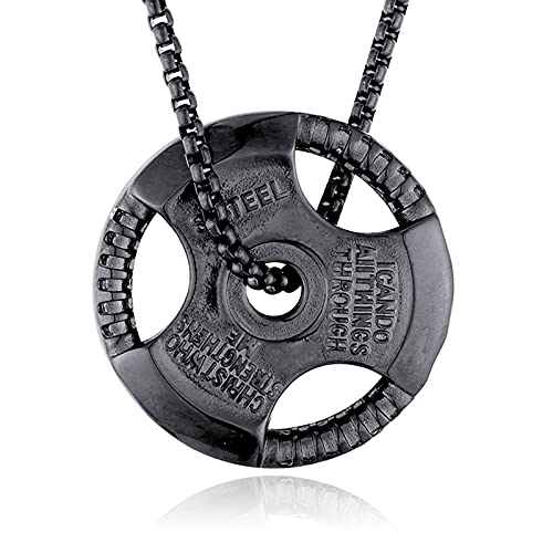 Men's Fitness Jewelry Dumbbell Charm Sport Barbell Pendant Biker Box Chain Necklace Stainless Steel Necklace
