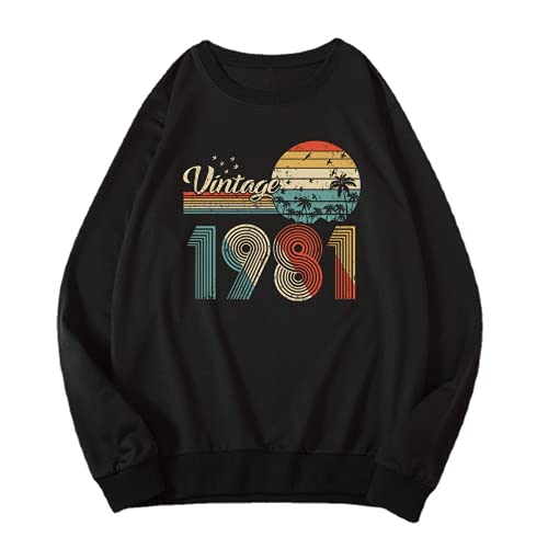 Sweatshirt mit Vintage-Motiv „1981“ für Damen, 40 Jahre alt, Geburtstagsgeschenk, Langarmshirt