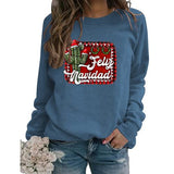 Women Feliz Navidad Sweatshirt Spanish Merry Christmas Cactus Shirt