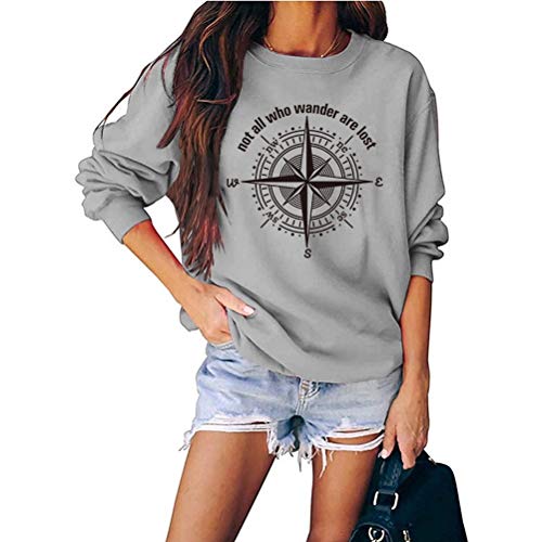 Sweat-shirt décontracté à manches longues pour femme - Not-All-Who-Wander are Lost Letters